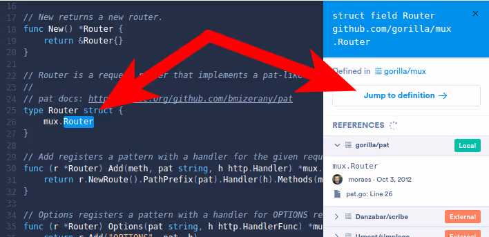 Cross-repository jump to definition
