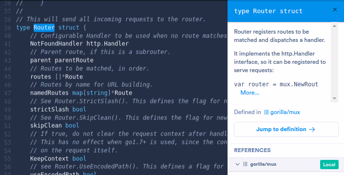 Jump to definition result